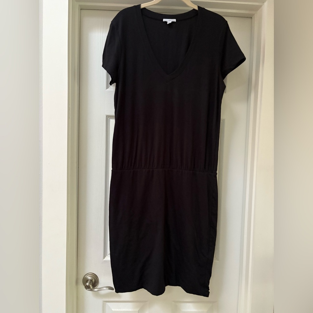 James Perse Black V-Neck Mini Dress